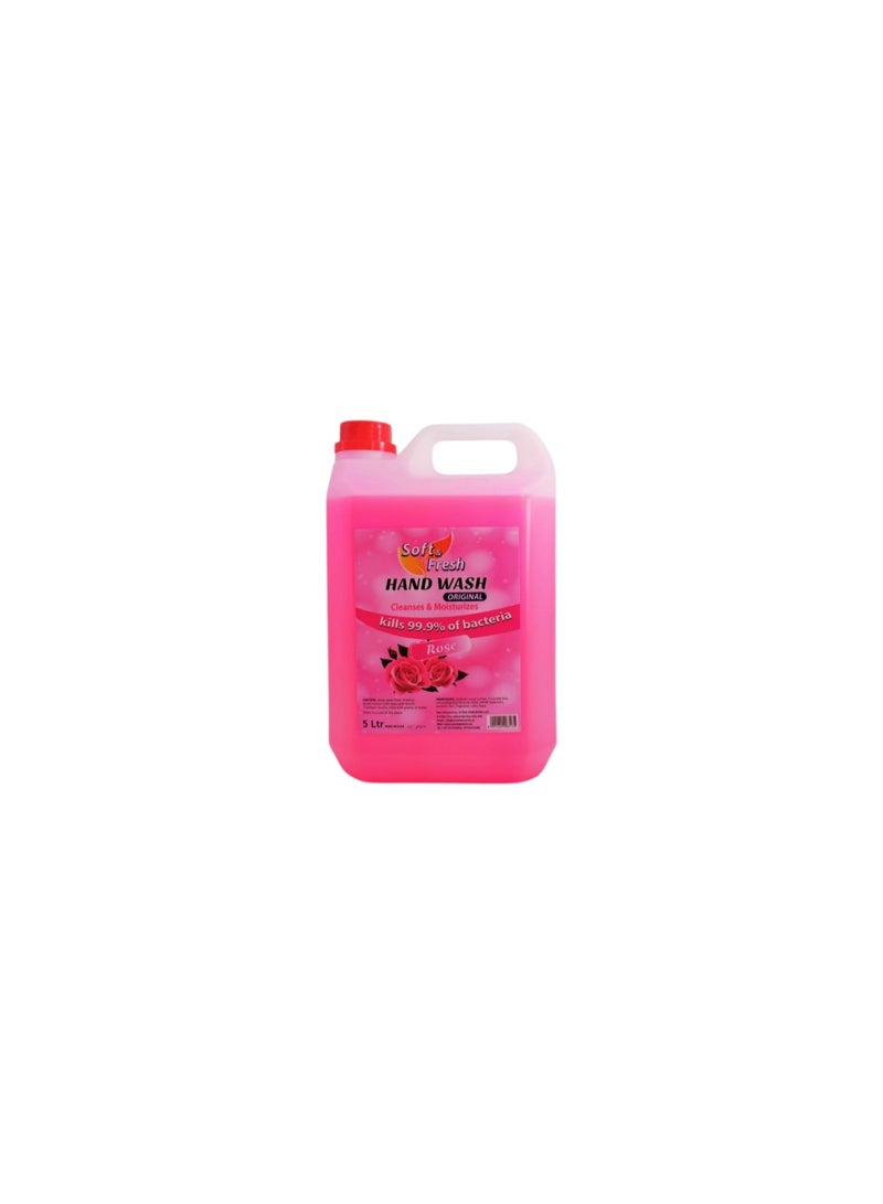 Soft & Fresh Rose Liquid Hand Wash 5 L | Soft Floral Fragrance | Gentle Daily Hand Cleanser | Ideal for Home, Office & Commercial Use - Image 1